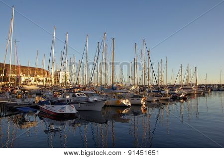 Puerto De Mogan On Sunset