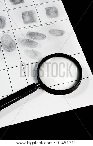 Fingerprint on police fingerprint card.
