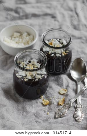 Chocolate Pudding With Meringue And Nuts