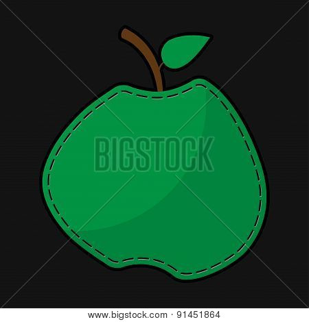 Green Seam Apple With Shadow