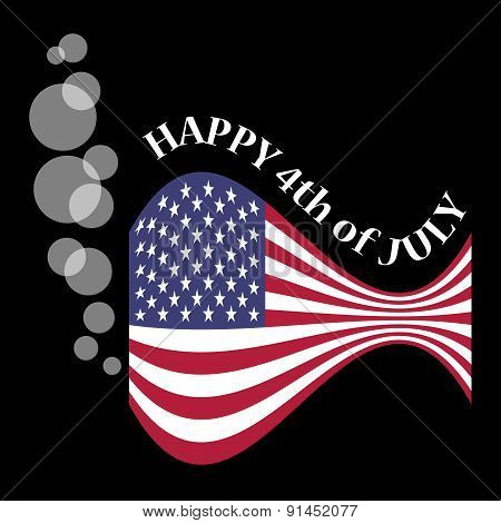 Usa Flag As A Fish With Bubbles