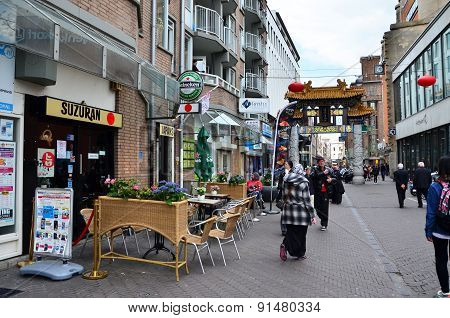 The Hague, Netherlands - May 8, 2015: People Visit China Town In The Hague
