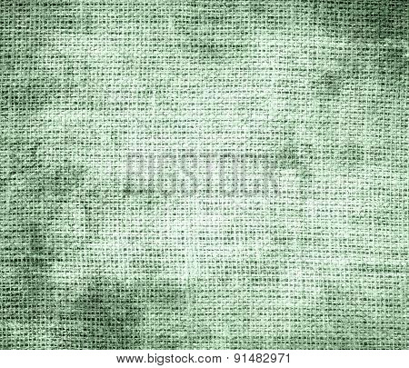 Grunge background of celadon burlap texture