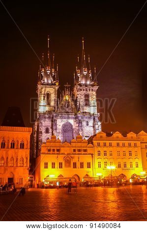 Night View On Church Of Our Lady Before Tyn