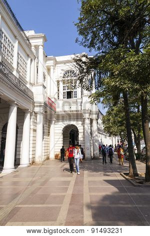 people at Connaught Place in Delhi
