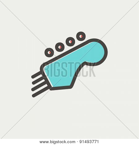 Guitar tuner icon thin line for web and mobile, modern minimalistic flat design. Vector icon with dark grey outline and offset colour on light grey background.