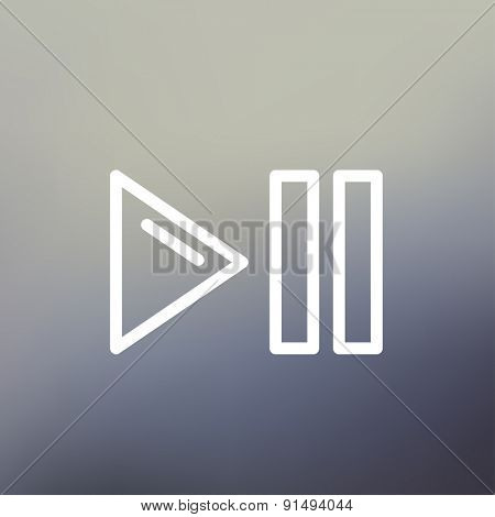 Play, pause button icon thin line for web and mobile, modern minimalistic flat design. Vector white icon on gradient mesh background.