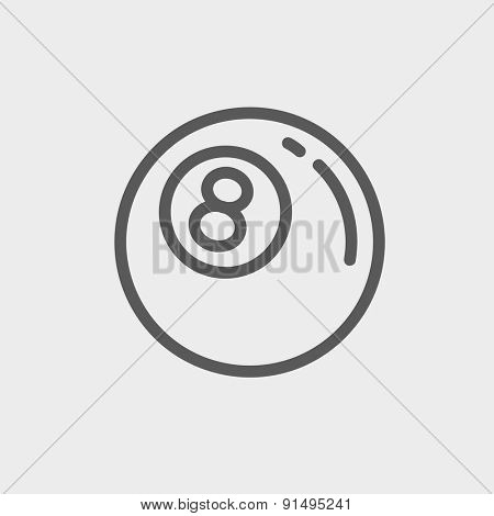 Billiard ball icon thin line for web and mobile, modern minimalistic flat design. Vector dark grey icon on light grey background.