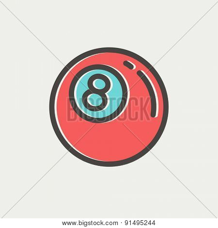 Billiard ball icon thin line for web and mobile, modern minimalistic flat design. Vector icon with dark grey outline and offset colour on light grey background.