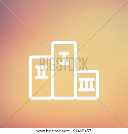 Winner podium icon thin line for web and mobile, modern minimalistic flat design. Vector white icon on gradient mesh background.