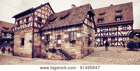 Nurnberg, Germany - July 13 2014. Houses In Imperial Castle Nuremberg In Germany