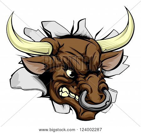Bull Charging Wall