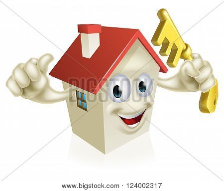 Cartoon House Holding Key