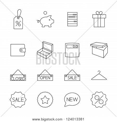 Set outline icon purchases of thin lines isolated on white background second part vector illustration.