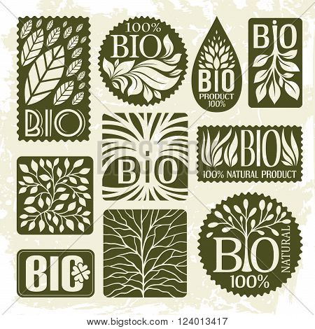 Natural organic product labels, stikers and badges. Bio product.