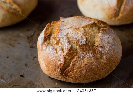 Bread Bun On Steel Plate