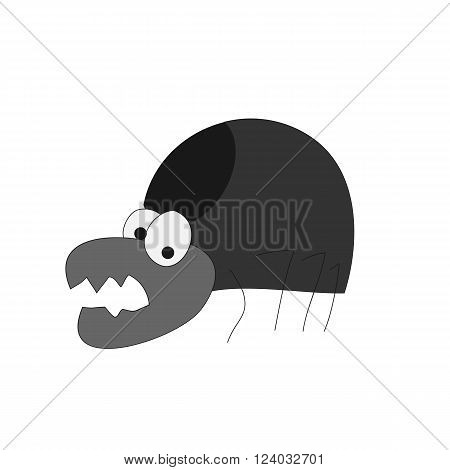 Funny caricature afraid black mite vector icon on white background