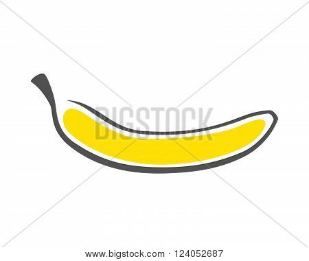 Modern vector illustration. Banana. Icon flat lines. Fruit a sweet dessert. The emblem of fruit. Symbol, icon, isolated pattern menu.