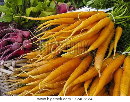 Display Of Carrots At Farmers' Market