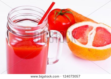 Sweet Tasty Vitamin Tomato Smoothies Juice Studio Photo