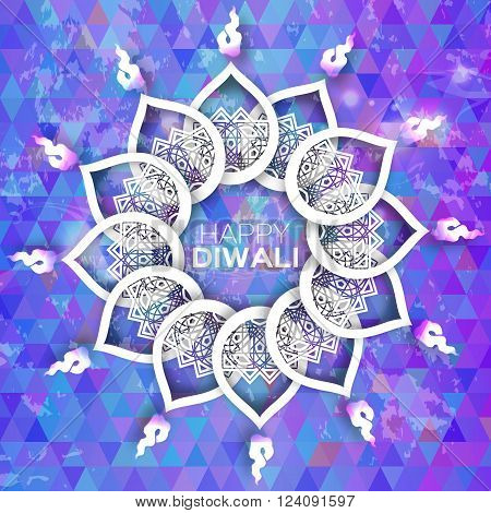 Blue Purple Decorative Paper Diwali Diya - Oil Lamp Design. Origami Vector illustration