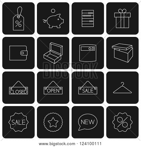 Set outline icon purchase of thin lines on a black background second part vector illustration.