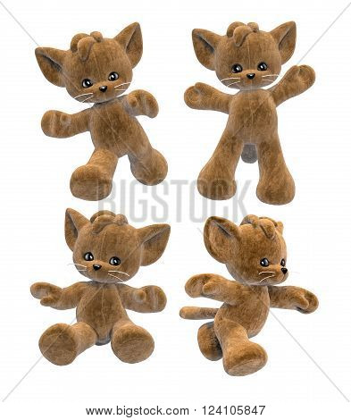 3D render of a teddy-bear in different poses.