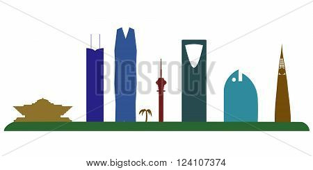 Riyadh Saudi Arabia skyline silhouette on white background
