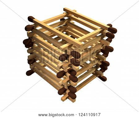 3D render of a house of machtes isolated on white