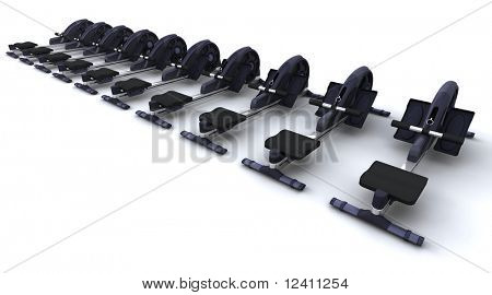 3D render af romaskiner isoleret på hvid