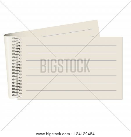 Empty lined paper block isolated on white background