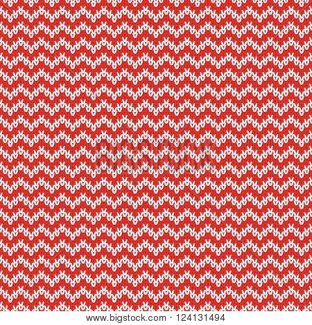 Repeating knitted seamless pattern with zigzag. Woolen texture with a jacquard pattern. Abstract winter holiday design. Sweater ornament