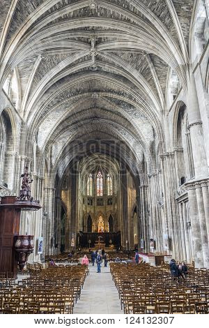 Bordeaux France - March 25 2016: 
Apse and altar of Cathedral of St. Andre.
Saint Andre is a gothic cathedral of Bordeaux capital of Aquitaine. France.