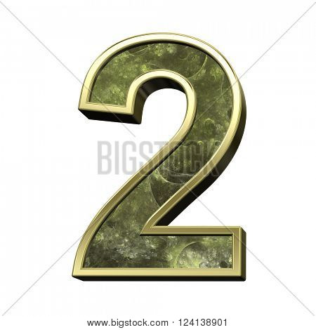 Number from alphabet set fractal isolated over white. 3D illustration.