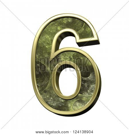 Number from alphabet set fractal isolated over white. 3D illustration.