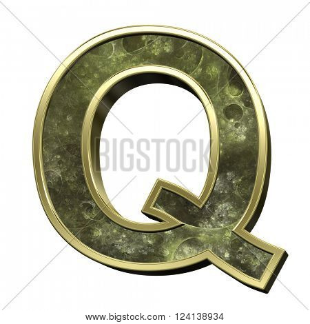 One letter from fractal alphabet set isolated over white. 3D illustration,