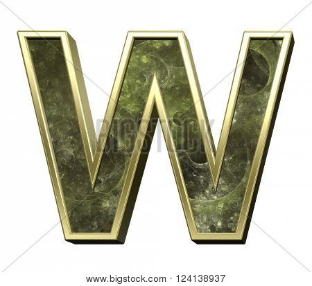 One letter from fractal alphabet set isolated over white. 3D illustration,