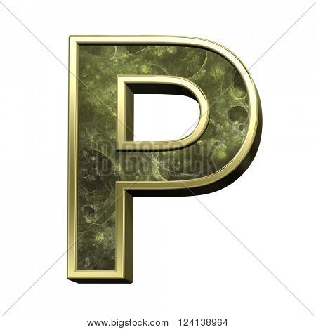 One letter from fractal alphabet set isolated over white. 3D illustration,