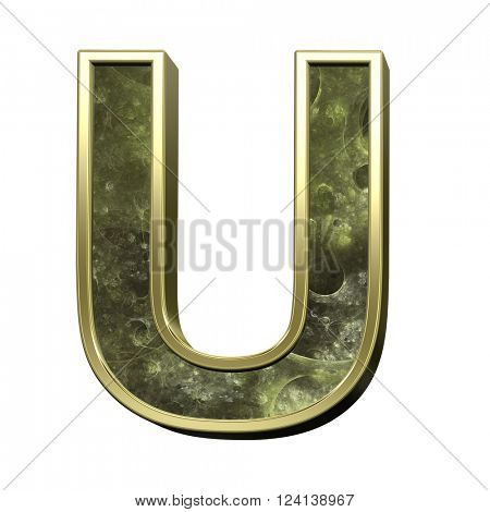 One letter from fractal alphabet set isolated over white. 3D illustration,