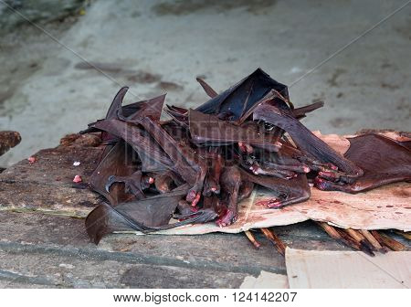Wings Of Bat In The Local Market In Tentena
