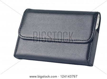 leather Business Card holder. Object is isolated on white background without shadows.
