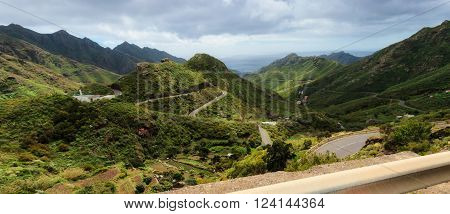Beautiful mountain landscape on tropical island Tenerife, Canary in Spain. Breathtaking scenery from Anaga mountains.