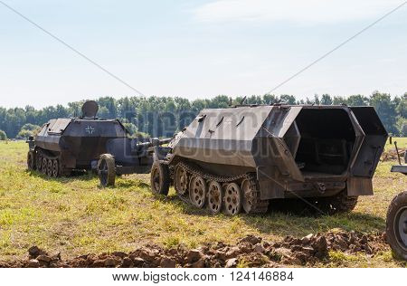 German medium half-track armored personnel SdKfz 251 on the field