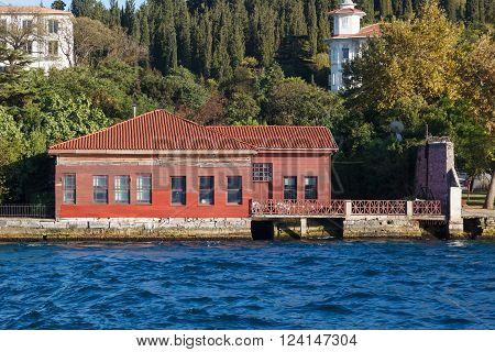 Traditional and modern mansions on the Bosporus Strait waterside, Turkey Istanbul