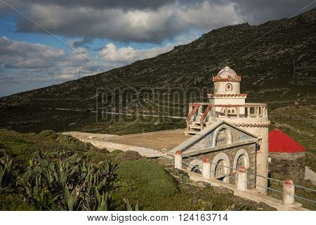 Small Church At  Side Of Road Near Isternia At Tinos