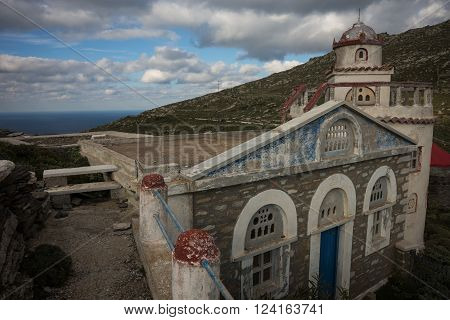 Small Church At  Side Of Road Near Isternia At Tinos