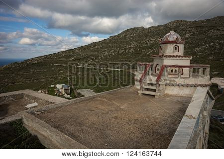 Small Church At  Side Of Road Near Isternia At Tinos