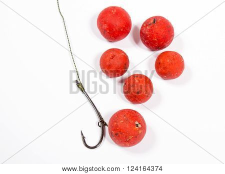 Carp Hook Boilies isolated on white background