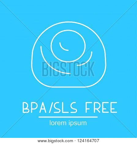 Vegan logotype for marking packs of healthy goods free of sls, bpa, gmo, trans fat, soy.