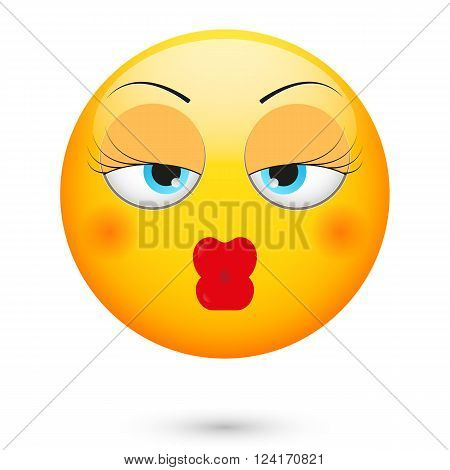 Babe kiss emoticon. Isolated vector illustration on white background